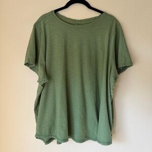 Pilcro Soft Cotton Olive Green Tee, Size 2X